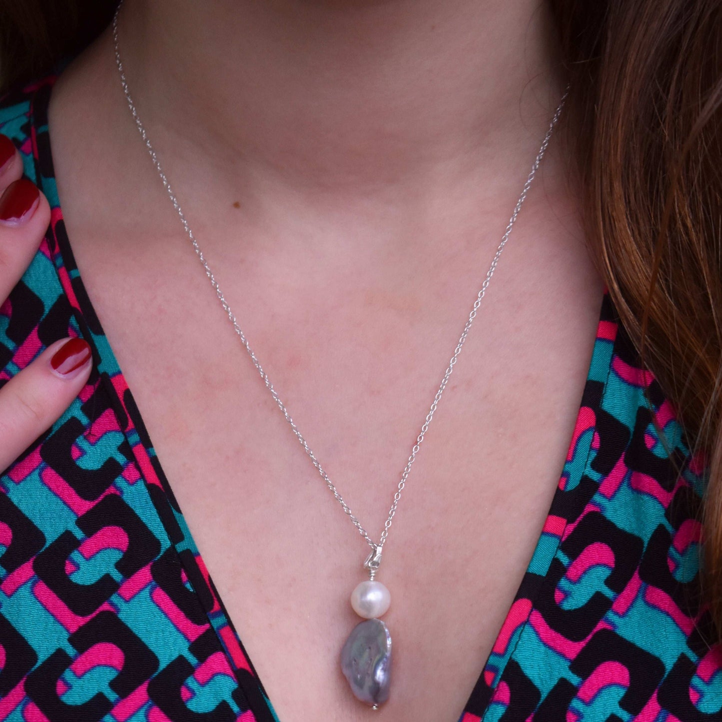 Silver Freshwater Pearl 925 Sterling Silver Necklace | by nlanlaVictory-4