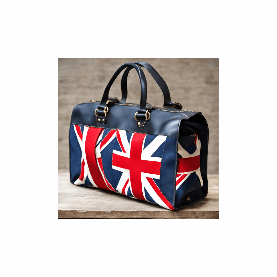Union Jack leather/cloth travelers bag