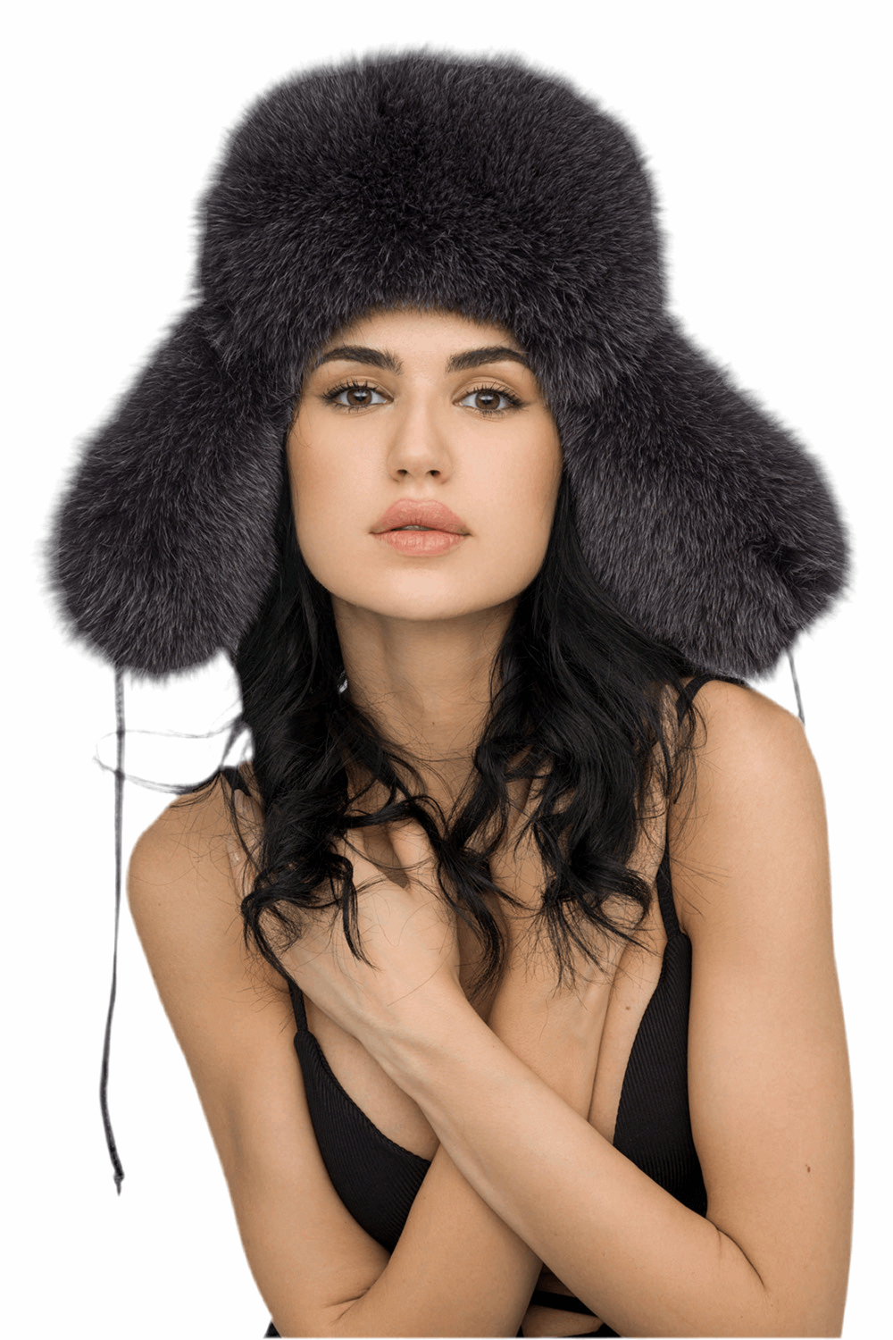 Gray Genuine Arctic Fox and Mink Fur Hat
