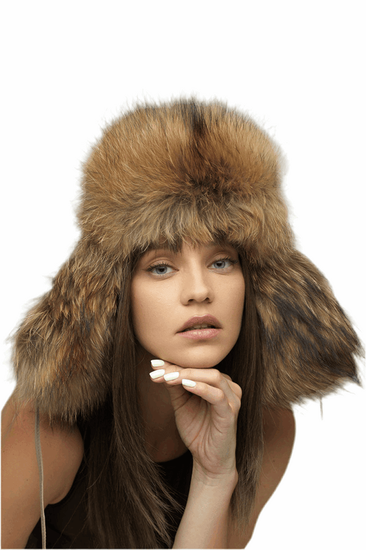 Taupe Genuine Arctic Fox and Mink Fur Hat