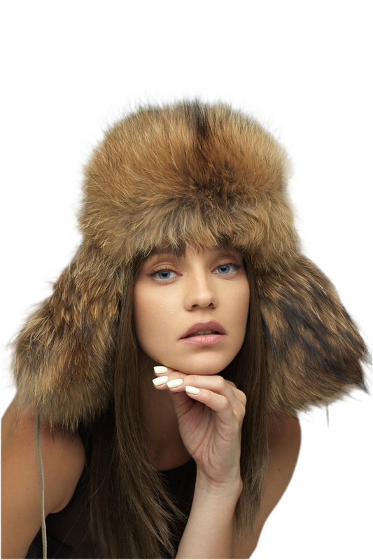 Taupe Genuine Arctic Fox and Mink Fur Hat
