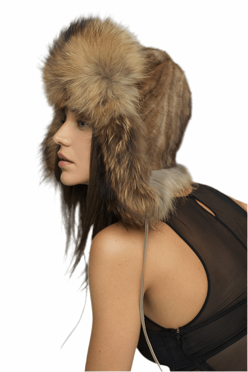 Taupe Genuine Arctic Fox and Mink Fur Hat