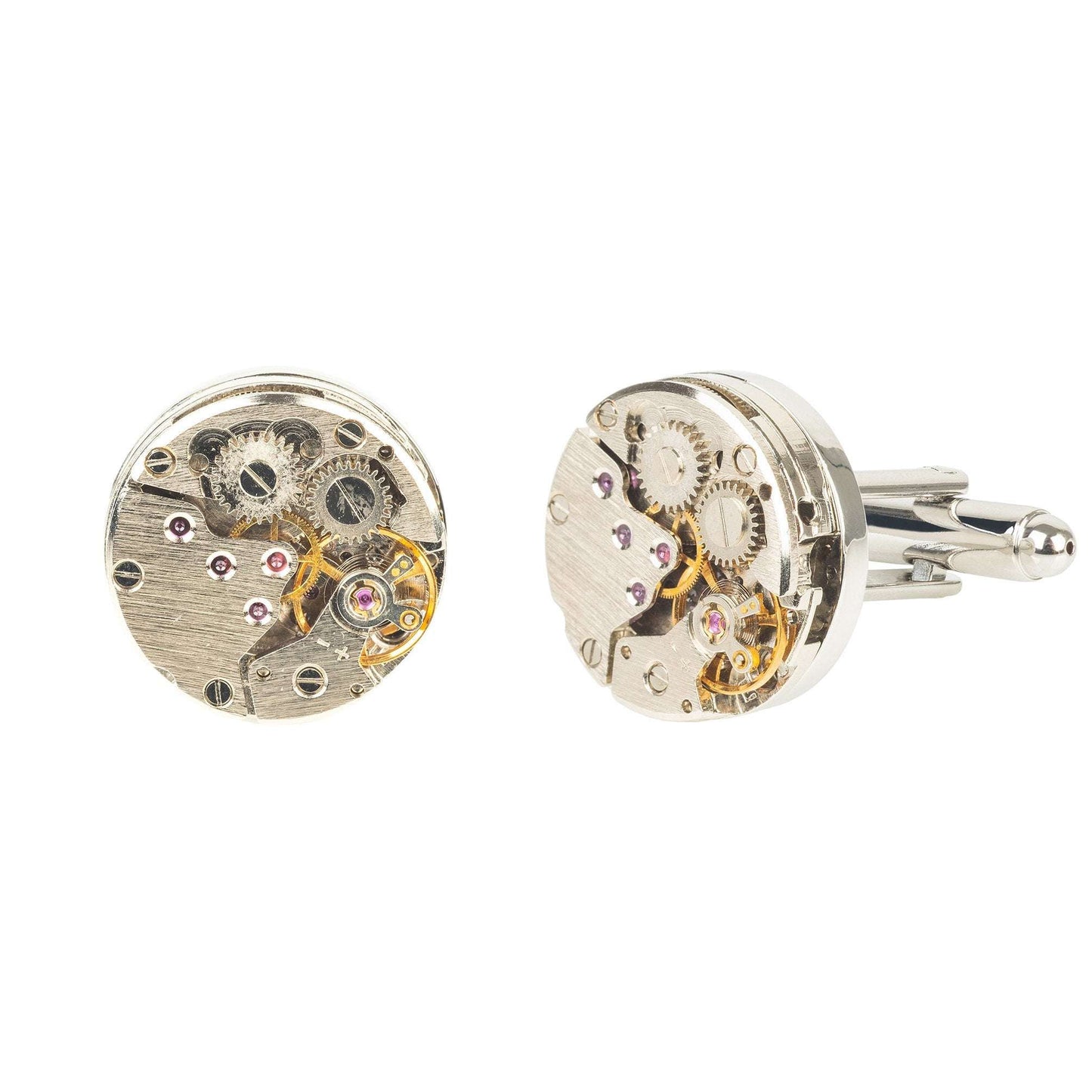 Watch Movement Cufflink Silver