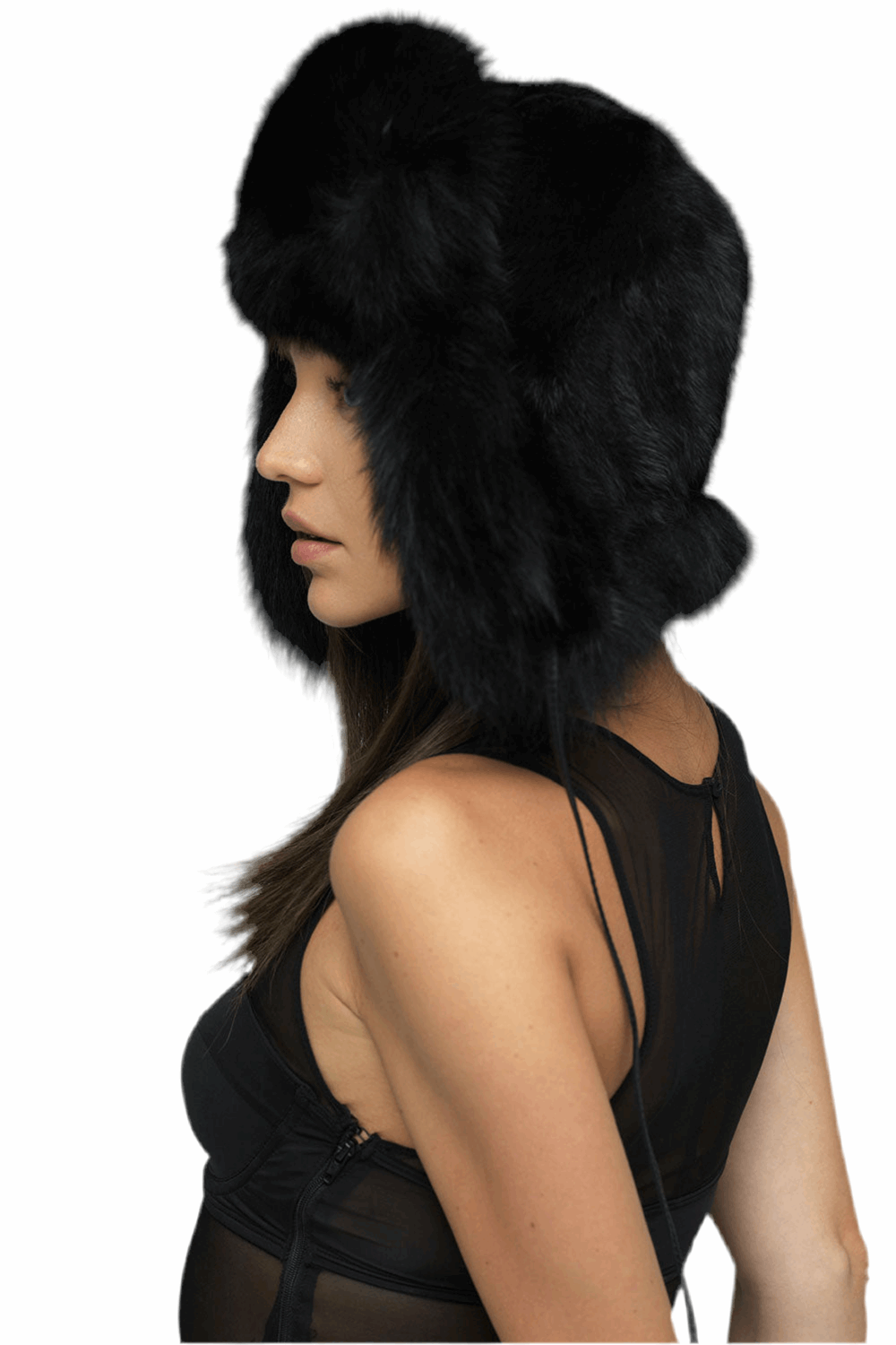 Black Genuine Arctic Fox and Mink Fur Hat