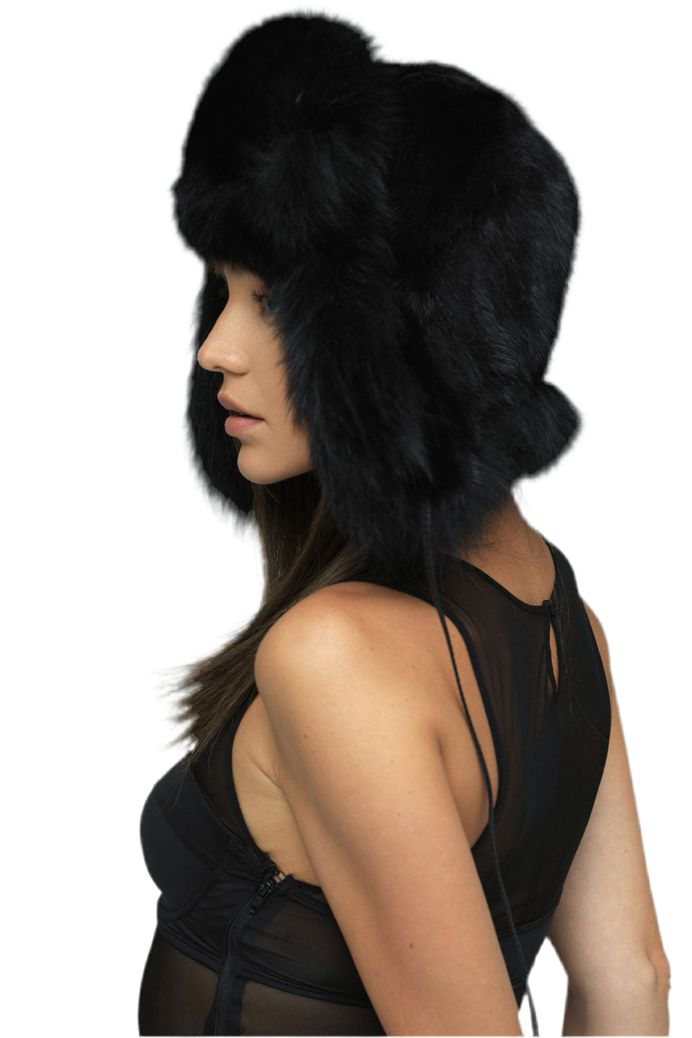 Black Genuine Arctic Fox and Mink Fur Hat