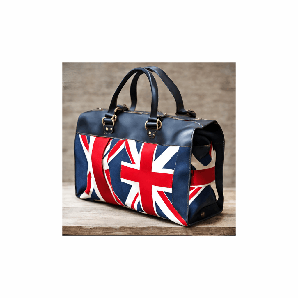 British flag (Union Jack) leather/cloth travelers bag