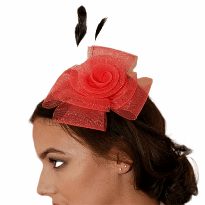 Ruby Rocks Norita Fascinator - Coral