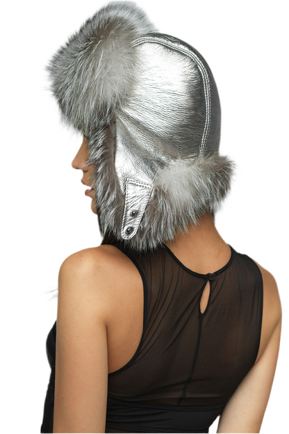 Silver Genuine Arctic Fox Fur Hat