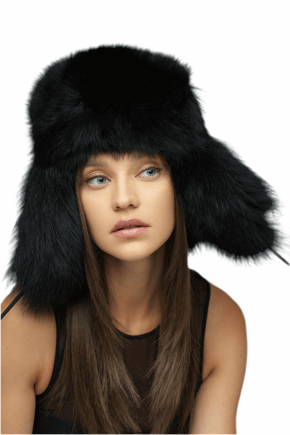 Black Genuine Arctic Fox and Mink Fur Hat