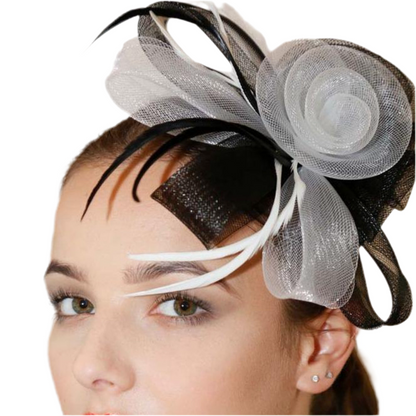 Ruby Rocks Sancha Fascinator - Black/White