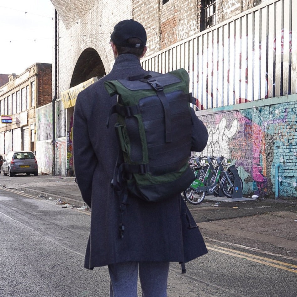 Water Resistant Roll Top Vegan Backpack-1