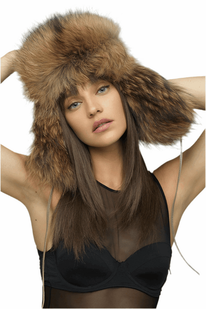 Taupe Genuine Arctic Fox and Mink Fur Hat