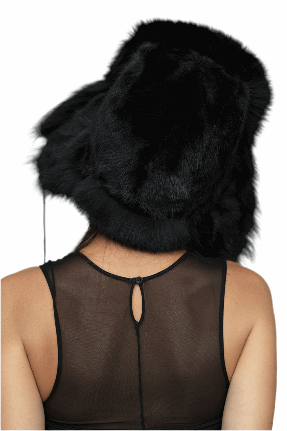 Black Genuine Arctic Fox and Mink Fur Hat