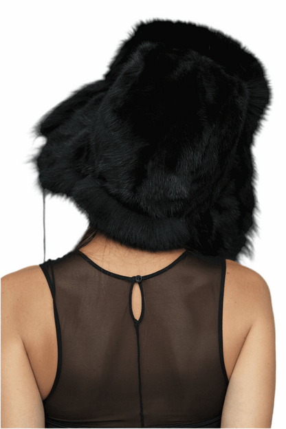 Black Genuine Arctic Fox and Mink Fur Hat