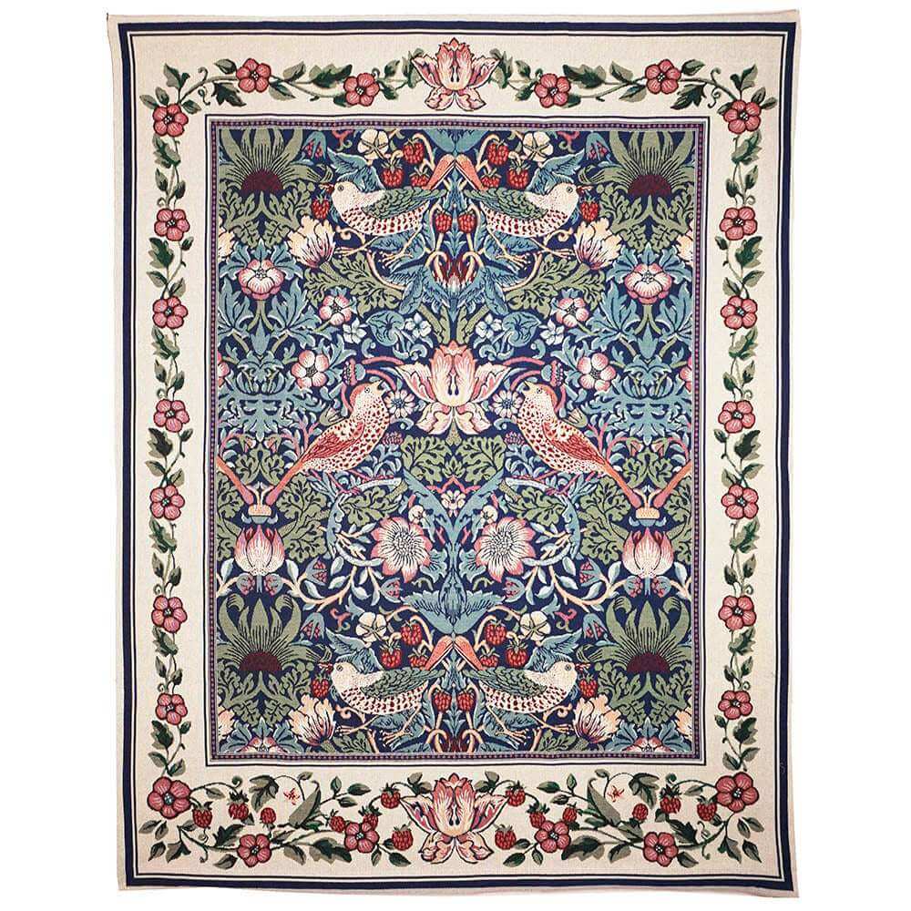 William Morris Strawberry Thief Blue - Wall Hanging 112cm x 140cm (70 rod)-1