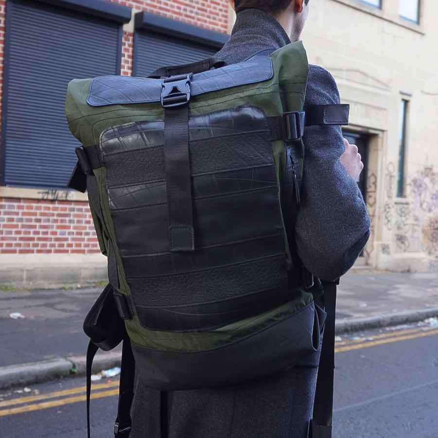 Water Resistant Roll Top Vegan Backpack-3