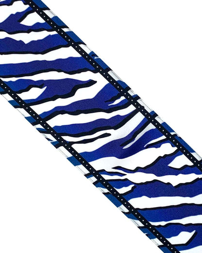 Wild Tiger Silk Neck Scarf Long Electric Blue