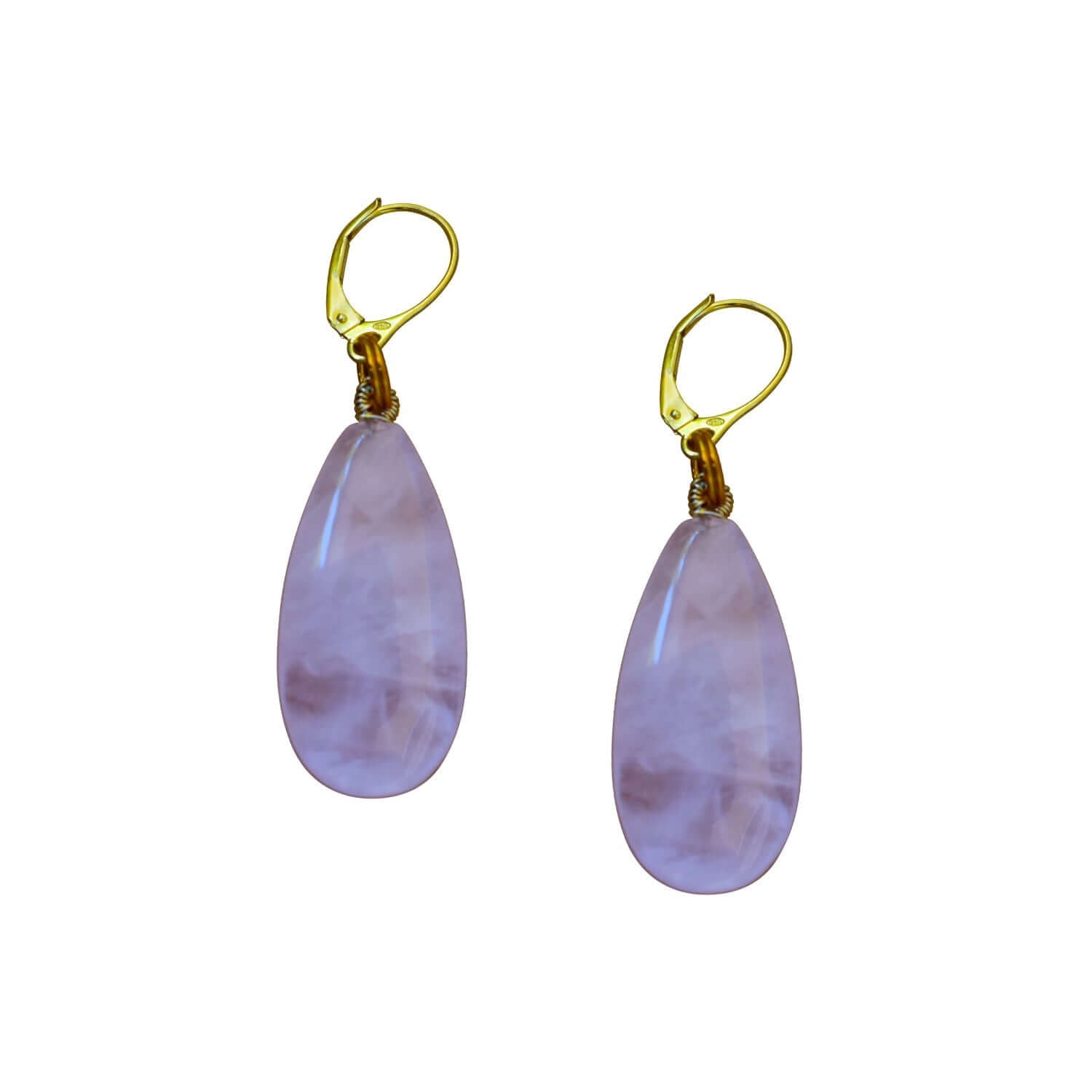 Rose Quartz and Yellow Gold Vermeil Earrings, Gemstone Earrings, Pink Gemstones, Feminine Jewelry,Bloom Collection | by nlanlaVictory-2