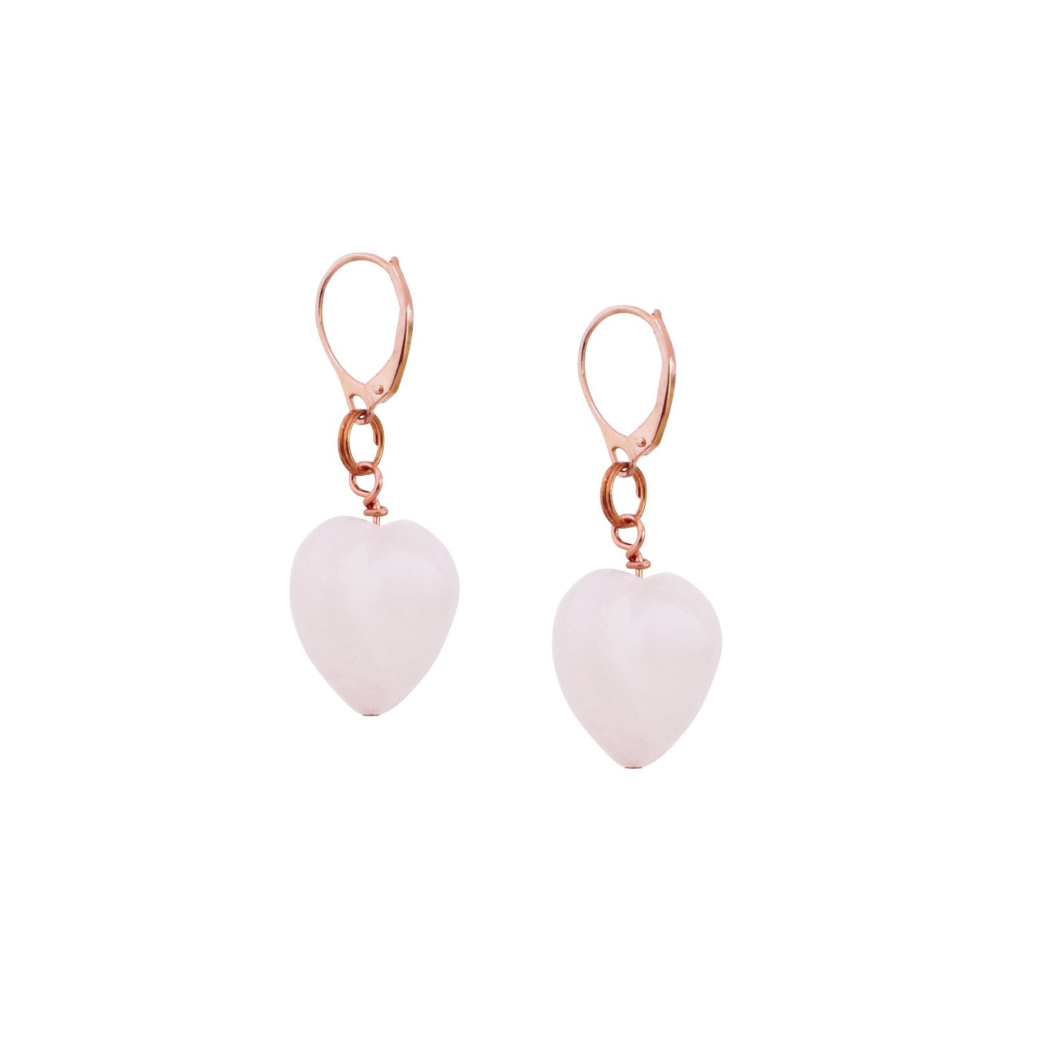 Rose Quartz Rose Gold Vermeil Earrings, Heart Gemstone Earrings, Bloom Collection | by nlanlaVictory-2
