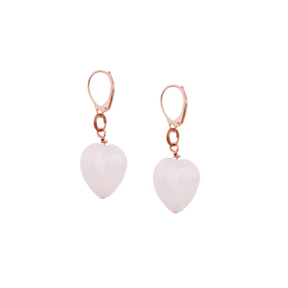 Rose Quartz Rose Gold Vermeil Earrings, Heart Gemstone Earrings, Bloom Collection | by nlanlaVictory-2