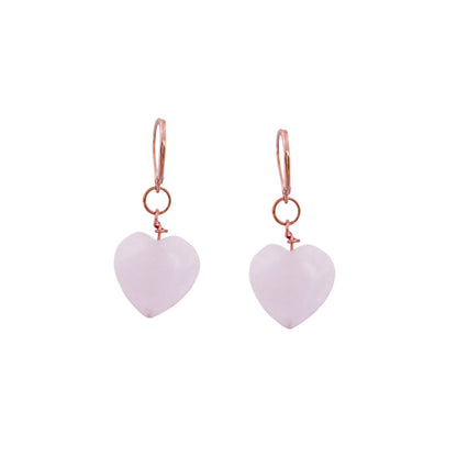 Rose Quartz Rose Gold Vermeil Earrings, Heart Gemstone Earrings, Bloom Collection | by nlanlaVictory-1