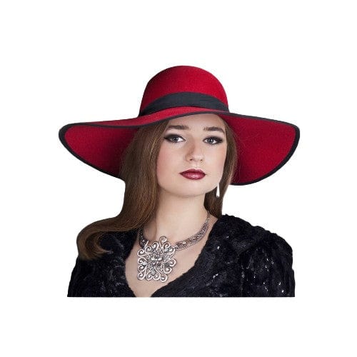 Ladies Red Panama Felt Hat